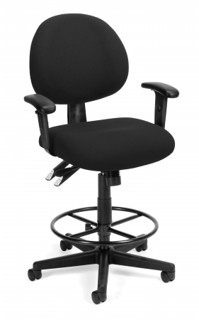 241-aa-dk-206 24 Hour Ergonomic Computer Task Chair With Arms & Drafting Kit - Black
