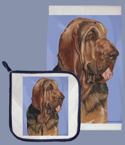 Dp721 Bloodhound Dish Towel And Pot Holder Set