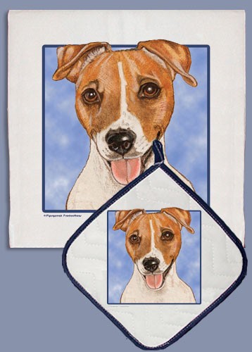 Dp568a Jack Russell Dish Towel And Pot Holder Set