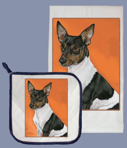 Dp704 Rat Terrier Dish Towel And Pot Holder Set