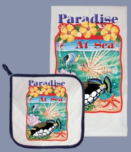 Dp810 Triggerfish And Spiderfish Dish Towel And Pot Holder Set