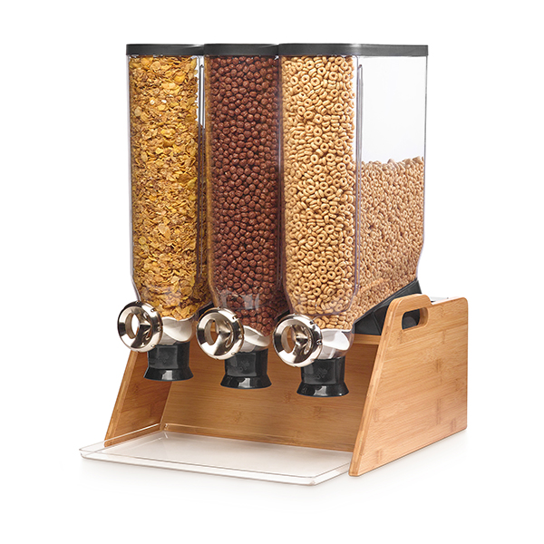 Ds102 Tabletop Dispenser System Triple With Bamboo Stand & Catch Tray