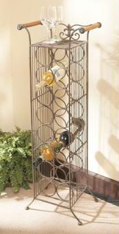 CBK Home 43759 Wine Cabinet with Wooden Handles Fleur De Lis Accent - Antique Rust Finish by CBK