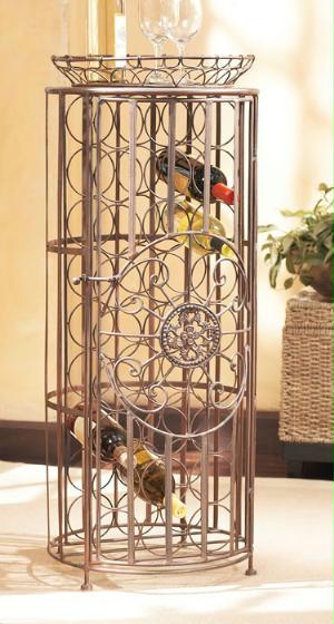 Buy CBK Home 43858 Circular Wine Cabinet with Removable Top Tray - Antique Rust Finish by CBK now!