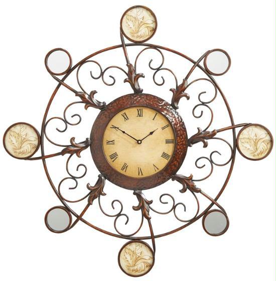 CBK Home 74283 Wall Clock and Photo Holder with Scroll and Leaf Accents - Antique Brown... by CBK