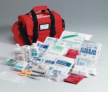 First Responder Kit - 158 Piece - Semi-Rigid Red Bag with Handle - Shoulder Strap - Side Pockets - Removable Divider