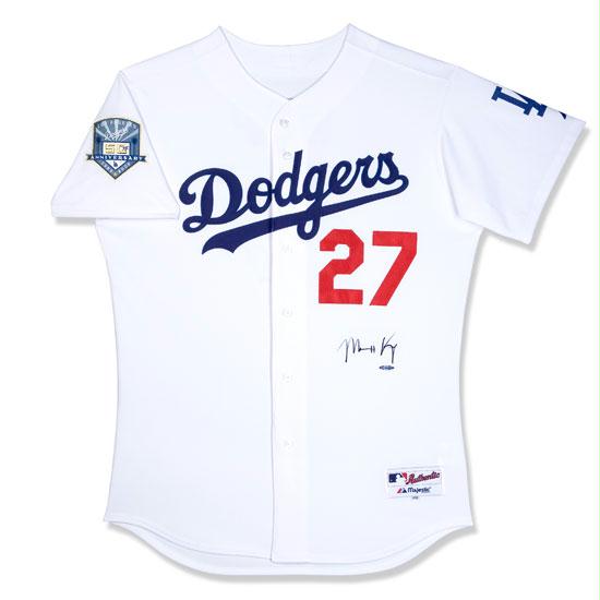 Upper Deck 63556 Matt Kemp Autographed Los Angeles Dodgers Home-White Jersey with 50th Anniversary in Los Angeles Patch - Upper Deck Authenticated