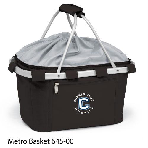 Picnic Time 64500175142 Connecticut University Embroidered Metro Basket  Picnic Basket  Black