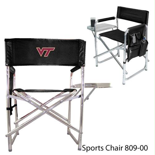 Picnic Time 809-00-179-604 Virginia Tech Printed Sports Chair - Black