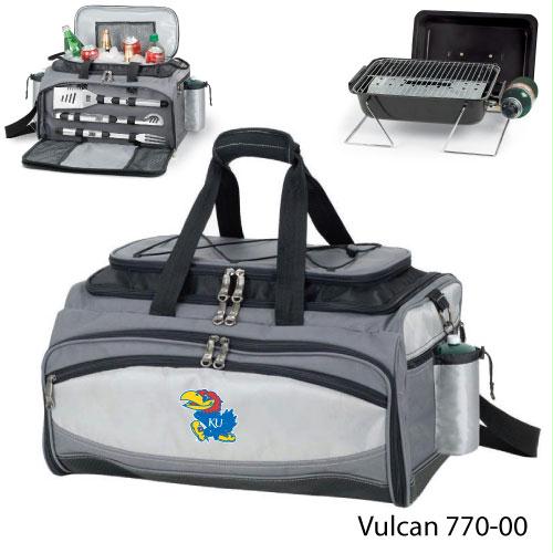 Picnic Time 770-00-175-244 University of Kansas Printed Vulcan BBQ Grill - Grey / Black
