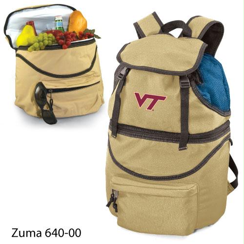 Virginia Tech Backpack Store Picnic Time 640-00-190-604 Virginia Tech Printed Zuma Picnic Backpack - Beige