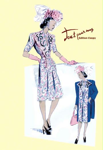 Paisley Dress with Hat Gloves and Jacket 20x30 Poster