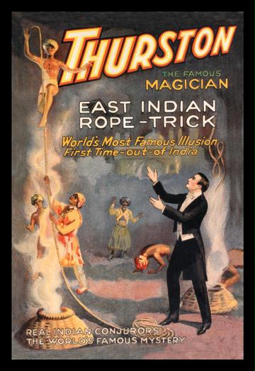 East Indian Rope Trick: Thurston the Famous Magician 28x42 Giclee On Canvas