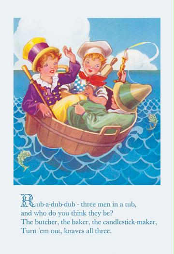 Rub-a-Dub-Dub Three Men in a Tub 12x18 Giclee On Canvas