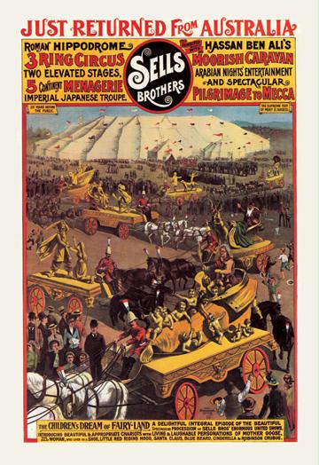 The Children and amp;apos;s Dream of Fairy Land: Sells Brothers Circus 12x18 Giclee On Canvas