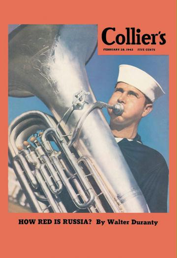 Navy Tuba Player 12x18 Giclee On Canvas