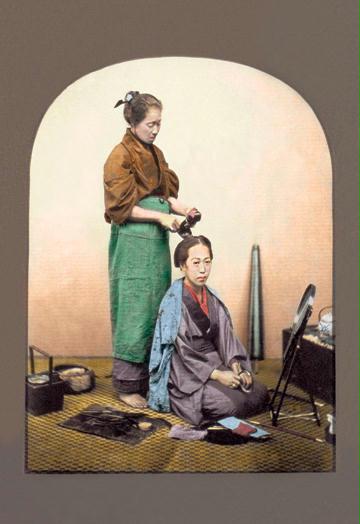 Woman having Her Hair Done 12x18 Giclee On Canvas
