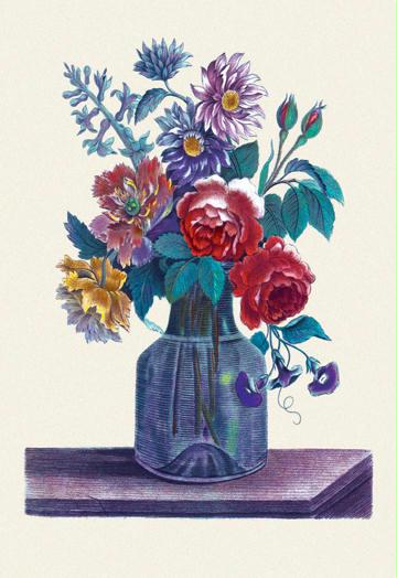 Vase of Flowers 12x18 Giclee On Canvas