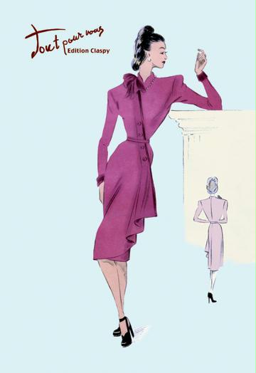 Flap Over Button Dress 12x18 Giclee On Canvas