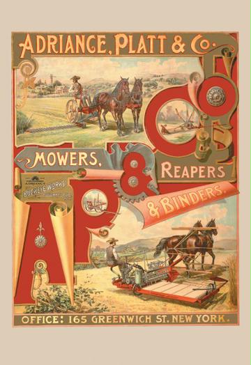 Adriance Platt and Co. Mowers Reapers and Binders 12x18 Giclee On Canvas