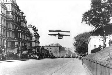 Farman Biplane over Washing ton D.C. 12x18 Giclee On Canvas