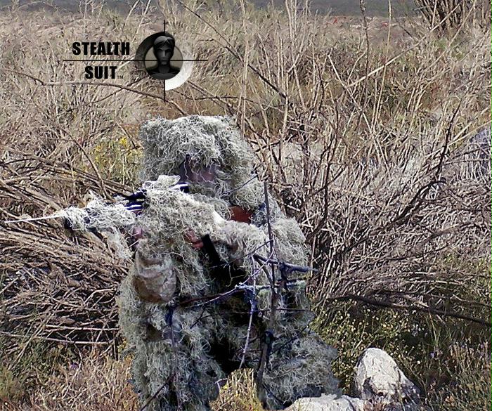 StealthSuit ST-10003DXL Paintball Sniper 4-Piece Desert Ghillie Suit - XL