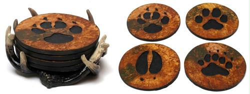 Wildlife Animal Tracks in Antler Base Coaster Set