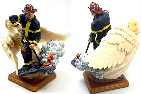 Red Hats Of Courage Fireman with Guardian Angel