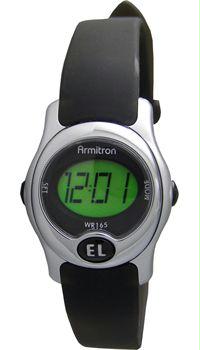 Armitron 45/6962SIL Women and apos;s Instalite Black Digital Sport Watch