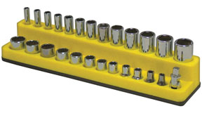 0.25 In. Drive Shallow & Deep 26-hole Magnetic Socket Organizer, Neon Yellow
