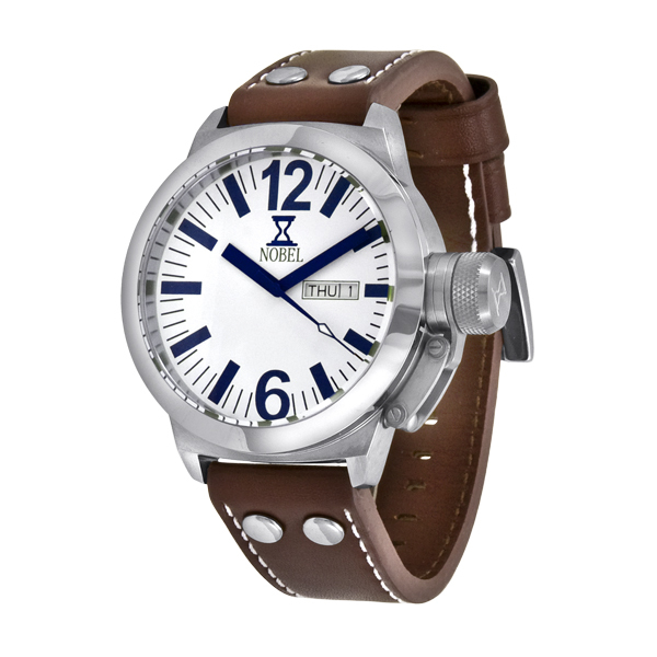 Nobelwatchco Ez 618 G Stainless Watch With Leather Bracelet