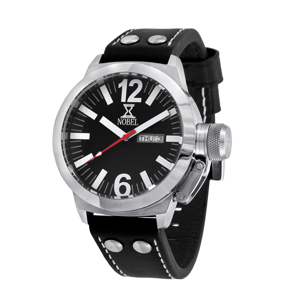 Nobelwatchco Ez 618 Gb Stainless Watch With Leather Bracelet