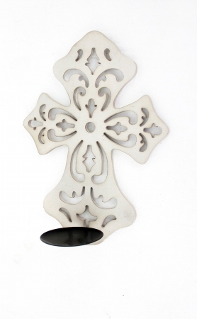 Wd-109 Wooden Cross Candle Holder