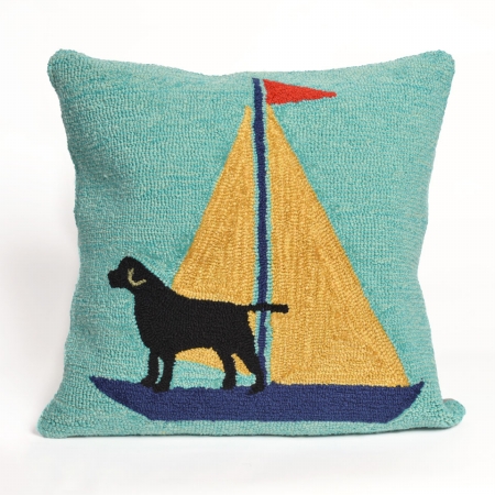 Trans-ocean Imports 7fp8s140209 Frontporch Sailing Dog Yellow 18 In. Square Pillow