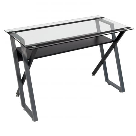 Studiodesigns 50707 48 In. Colorado Desk - Black & Silver & Clear Glass
