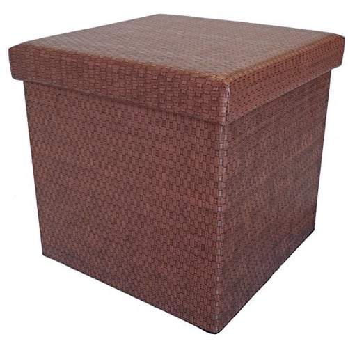 Proman Product St16750 Colonial Wicker-patterned Vinyl Storage Ottoman
