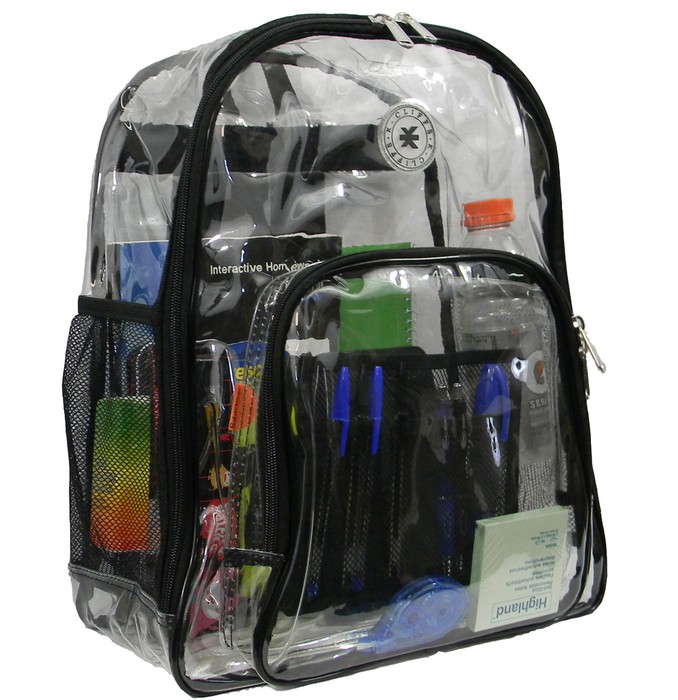 LM213 BLK Deluxe 17 in. See-through Clear 0.5 mm. PVC Backpack