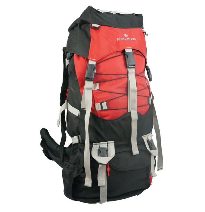 Lm039-blk-red 600d Rip-stop Poly Hiking Backpack With Rain Cover