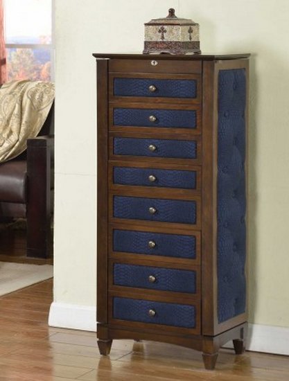 J1248arm-l-cof 8 Drawer Jewelry Armoire With Cushions - Coffee