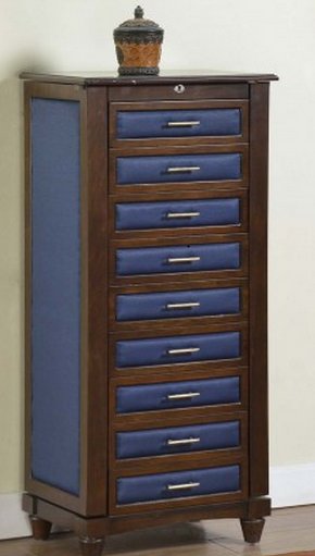 J1257arm-l-cof 9 Drawer Jewelry Armoire With Cushions - Coffee