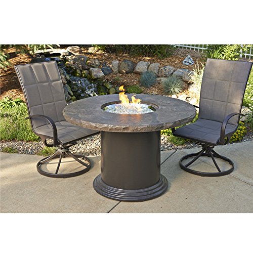 Outdoorgreatroom Mnb-48-din-k Colonial Dining Fire Pit - Marbelized Noche Top 48 In.