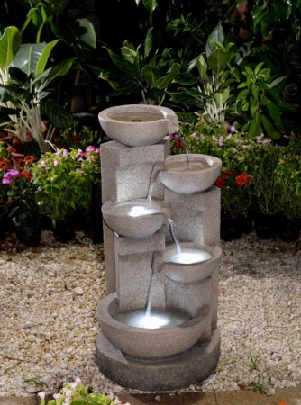 Inc Multi-tier Bowls Water Fountain With Led Light