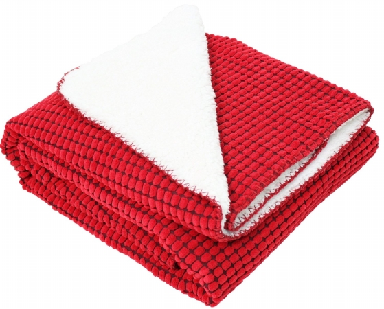 J & M Home Fashions 2165a Corduroy Sherpa Fleece Throw Red, 50 X 60 In.