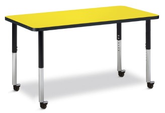 6403jcm187 Rectangle Activity Table, Yellow & Black - 24 X 48 In.