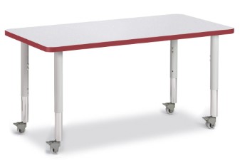 6403jcm008 Rectangle Activity Table, Red & Gray - 24 X 48 In.