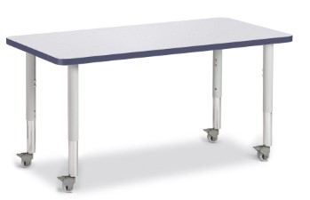 6403jcm112 Rectangle Activity Table, Navy & Gray - 24 X 48 In.