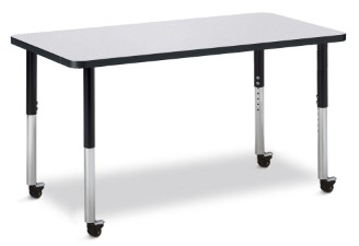 6403jcm180 Rectangle Activity Table, Black & Gray - 24 X 48 In.