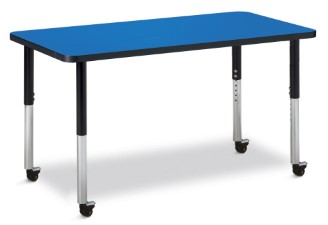 6403jcm183 Rectangle Activity Table, Blue & Black - 24 X 48 In.