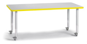 6408jcm007 Rectangle Activity Table, Yellow And Gray - 30 X 60 In.