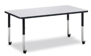 6408jcm180 Rectangle Activity Table, Gray & Black - 30 X 60 In.